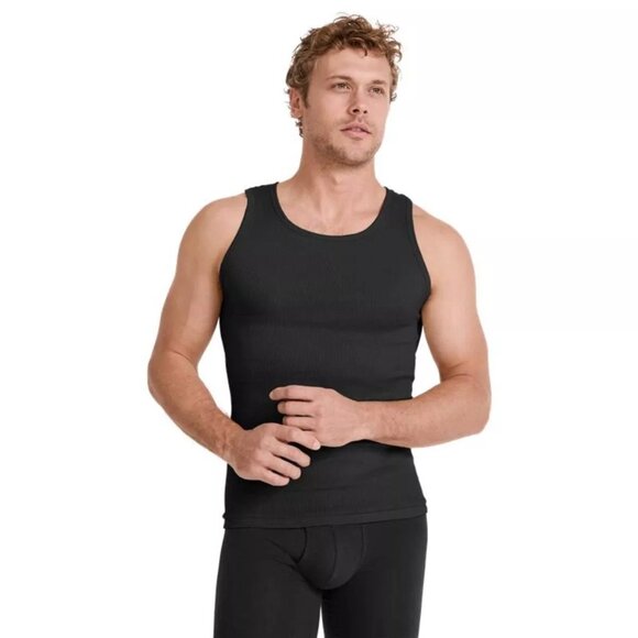 2 Pack Mens/ M Premium Cotton Tank Top A-Shirt Black Undershirt Tagless Gym Tank - Picture 2 of 7
